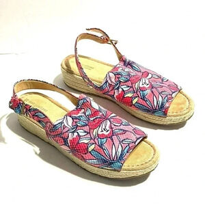 Naturalizer Size 11 Praline Espadrille Platform Wedge Sandal Pink Floral Shoes